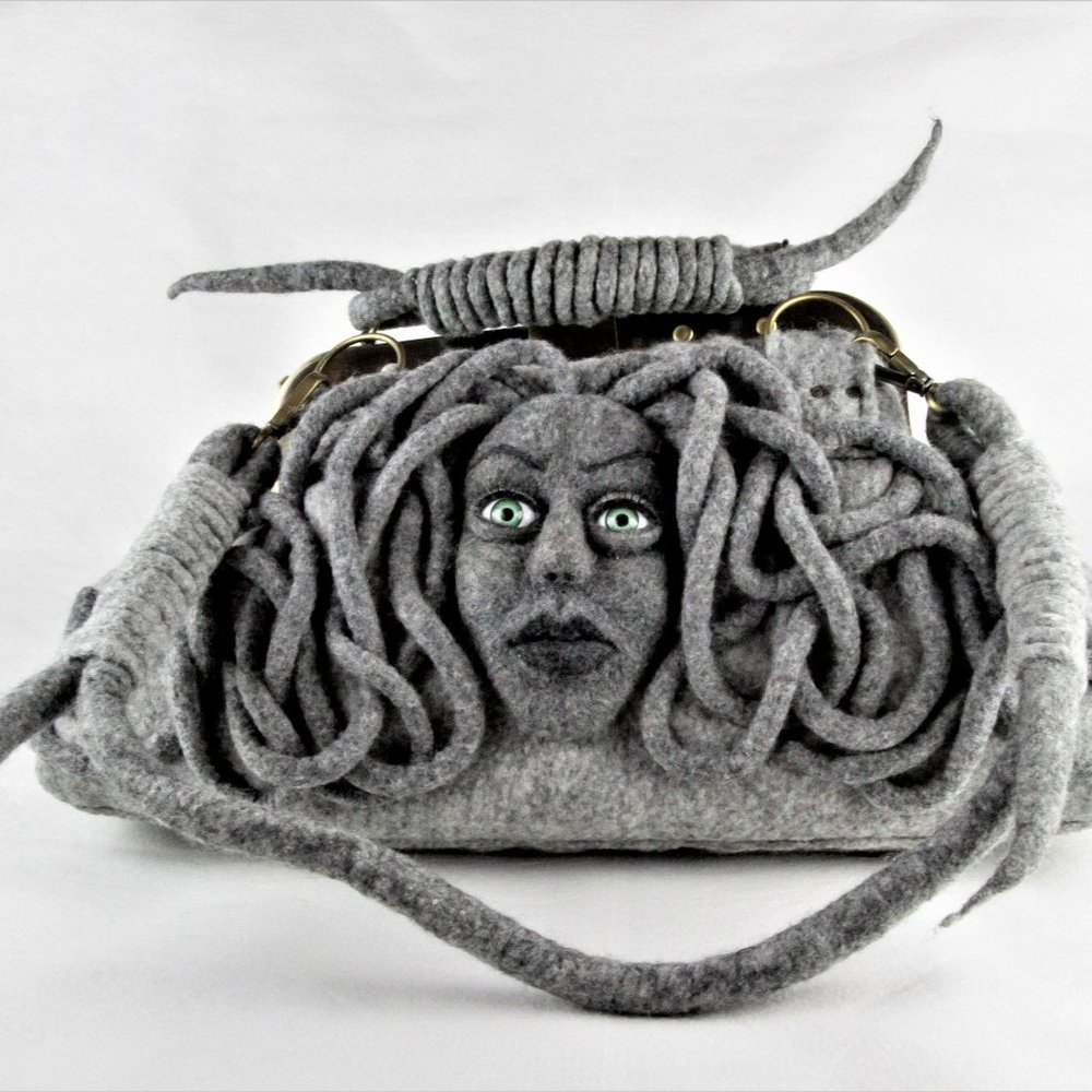 UNIQUE LARGE FELTED BAG RARE GIFT FOR WOMEN - Picture 2 of 14